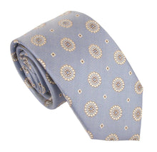 Sky Blue Large Floral Medallion Red Label Silk Tie by Van Buck