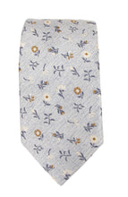 Sky Blue Elegant Floral Linen Weave Red Label Silk Tie