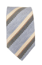 Sky Pastel Weave Stripe Linen Weave Red Label Silk Tie