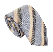 Sky Pastel Weave Stripe Linen Weave Red Label Silk Tie