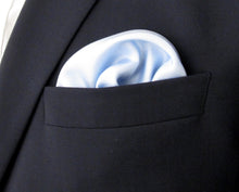Sky Blue Plain Silk Pocket Square by Van Buck