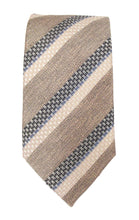 Tan Pastel Weave Stripe Linen Weave Red Label Silk Tie