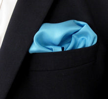 Aqua Plain Silk Pocket Square by Van Buck