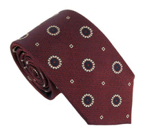 Wine Floral Medallion Red Label Silk Tie by Van Buck