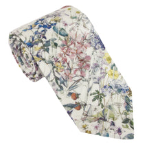 Wild Flowers Ivory Cotton Tie & Pocket Square Made with Liberty Fabric