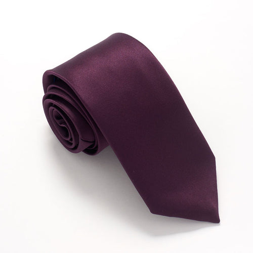 Dark Purple Satin Wedding Tie by Van Buck