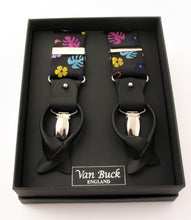 Limited Edition Black with Multicoloured Lizard Silk Tie & Trouser Braces Gift Set