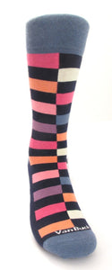 Brown & Sky Blue Reversible Scarf & Block Socks Gift Set