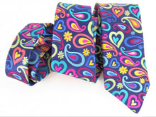Van Buck Limited Edition Exclusive Bright Multicoloured Tear & Heart Silk Tie - wavy