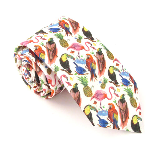 Birds of Paradise Cotton Tie Made with Liberty Fabric 