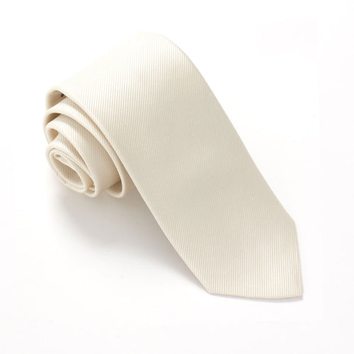 Cream Plain Red Label Silk Tie by Van Buck