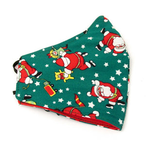 Green Dancing Father Christmas Cotton Face Covering / Mask