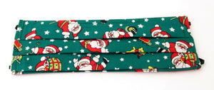 Green Dancing Father Christmas Cotton Pleated Face Covering / Mask