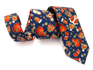 Festive Navy Blue Christmas Tie by Van Buck