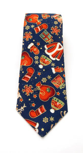 Festive Navy Blue Christmas Tie by Van Buck