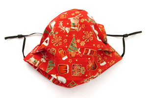 Red Christmas Pleated Face Covering / Mask