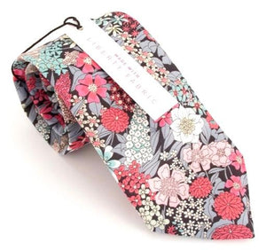 Ciara Grey Cotton Tie & Face Mask Set Made with Liberty Fabric