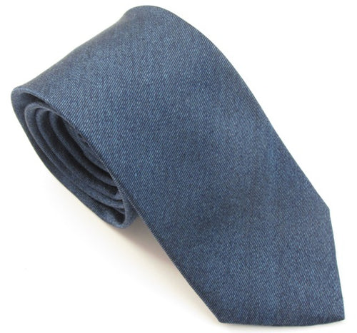 Denim Blue Soho Plain Silk Tie by Van Buck