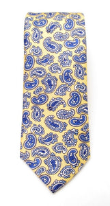Lemon Paisley Printed English Silk Tie by Van Buck
