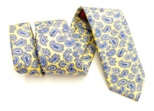 Lemon Paisley Printed English Silk Tie by Van Buck