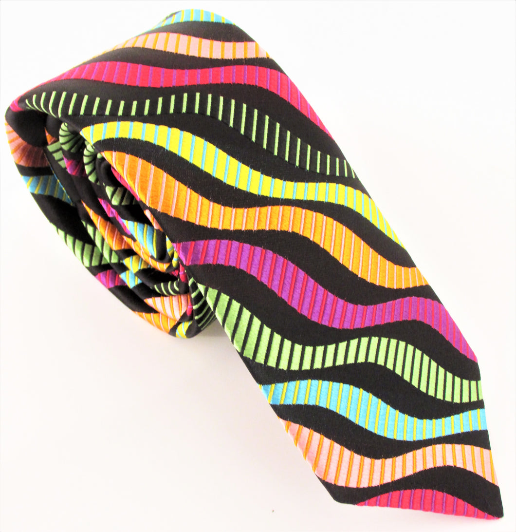 Van Buck Limited Edition Exclusive Bright Multicoloured Stripe Silk Tie