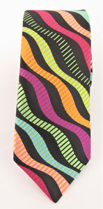Van Buck Limited Edition Exclusive Bright Multicoloured Stripe Silk Tie - Front