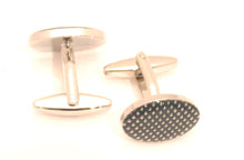 Navy Blue Pin Dot Novelty Cufflinks by Van Buck