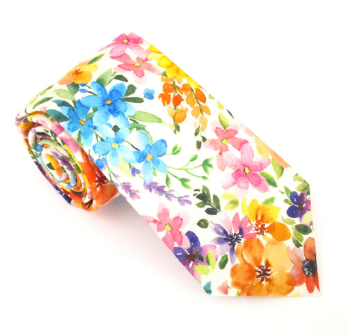 Bright Floral Cotton Tie by Van Buck