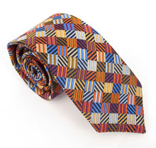 Limited Edition Autumnal Square Lines Silk Tie by Van Buck