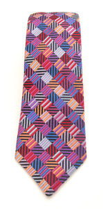 Limited Edition Pink Square Lines Silk Tie by Van Buck