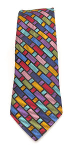 Limited Edition Multicoloured Bricks Silk Tie by Van Buck