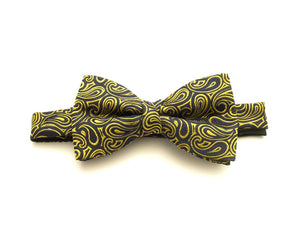 Gold Paisley Silk Bow Tie by Van Buck