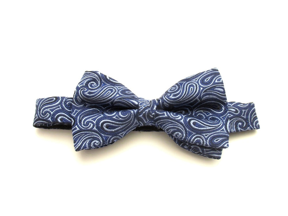 Blue Paisley Silk Bow Tie by Van Buck