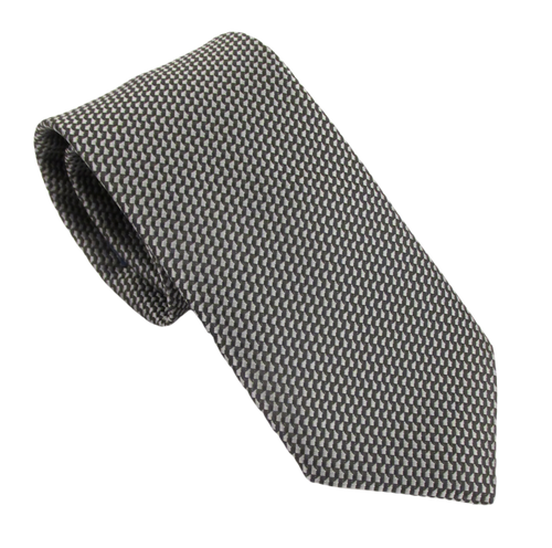 Grey Basket Weave Polyester Wedding Tie by Van Buck