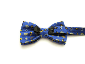Royal Blue Small Paisley Pattern Silk Bow Tie by Van Buck