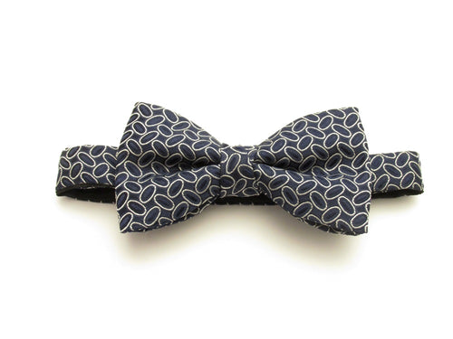 Navy Blue Oval Silk Bow Tie by Van Buck
