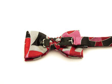 Red Geometric Pattern Silk Bow Tie by Van Buck