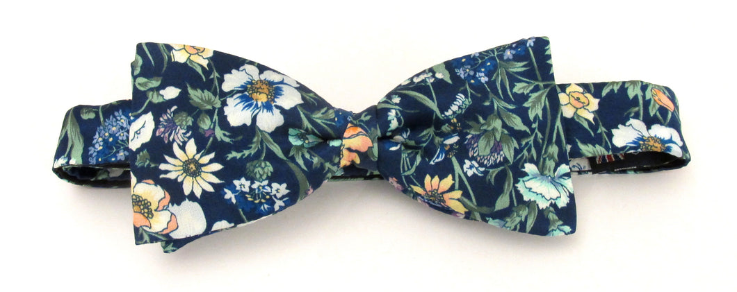 Rachel Navy Silk Bow Tie Made with Liberty Fabric