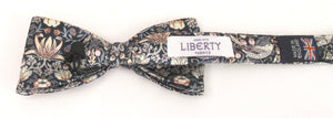 Strawberry Thief Silver Grey Silk Bow Tie Made with Liberty Fabric