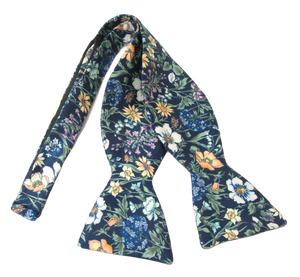 Rachel Navy Silk Self-Tie Bow Made with Liberty Fabric
