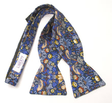 Strawberry Thief Royal Blue Silk Self-Tie Bow Made with Liberty Fabric