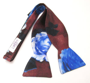Moon Rose Burgundy Wine Silk Self-Tie Bow Made with Liberty Fabric