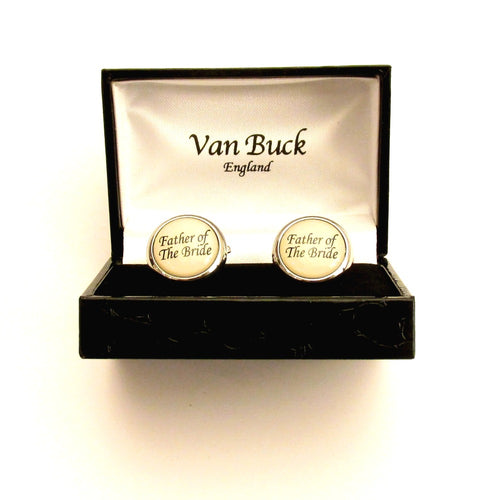 Father of the Bride Round Wedding Cufflinks by Van Buck