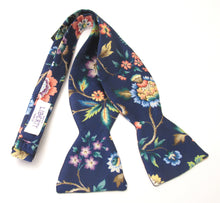 Eva Belle Navy Silk Self-Tie Bow Made with Liberty Fabric