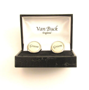 Groom Round Wedding Cufflinks by Van Buck