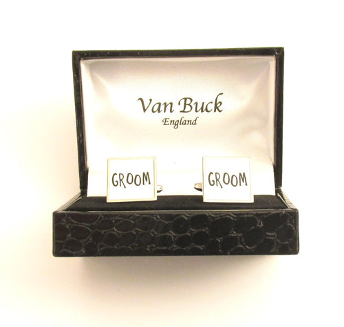 Groom Square Wedding Cufflinks by Van Buck
