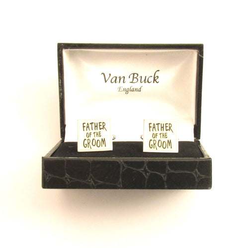 Father of the Groom White Square Wedding Cufflinks by Van Buck
