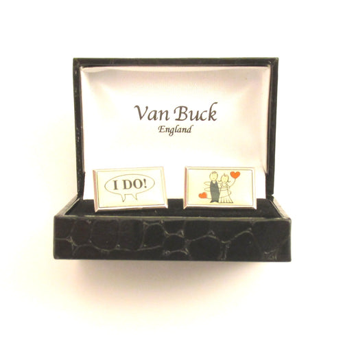 I Do Rectangle Wedding Cufflinks by Van Buck