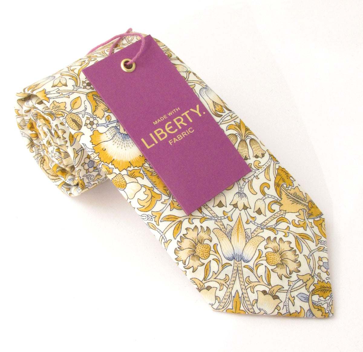 Lodden Old Gold Organic Cotton Tie Made with Liberty Fabric Liberty