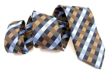 Navy Blue & Brown Chequered Fancy Tie by Van Buck